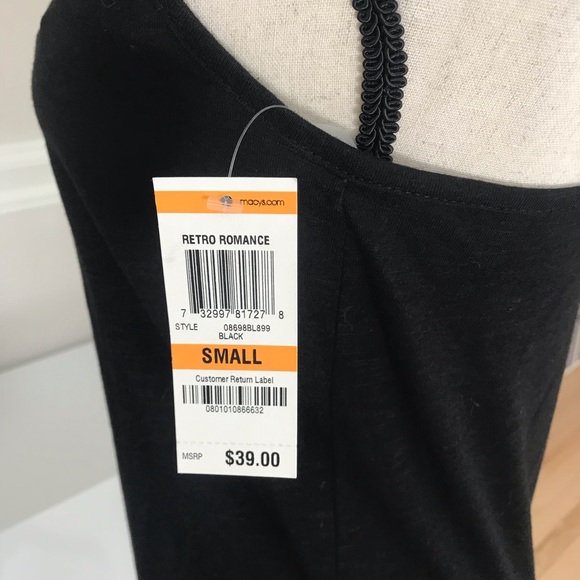 Black flower embellished Top. Size S. NWT - Picture 6 of 6